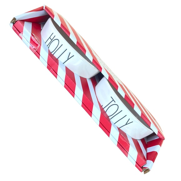 Rae Dunn Holly & Jolly Holiday 4" Pet Bowl Gift Set White w/Black Lettering NIB - Picture 1 of 6